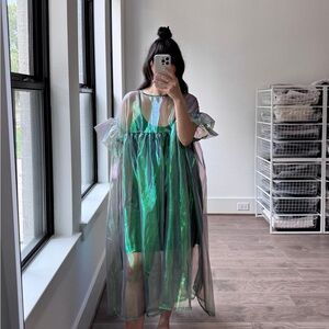 Nettle Studios Mushroom Dress in Electric Lettuce Metallic size OS+